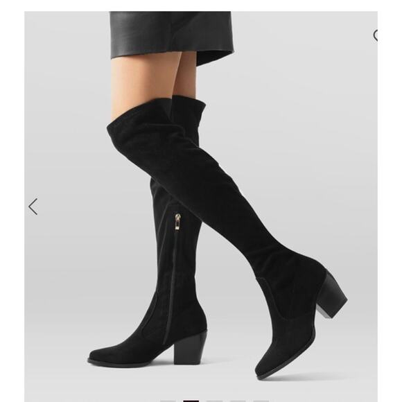 Dream Pairs Black Suede Tall Boots Womens 8 NWT Thigh High Over Knee - Picture 1 of 8